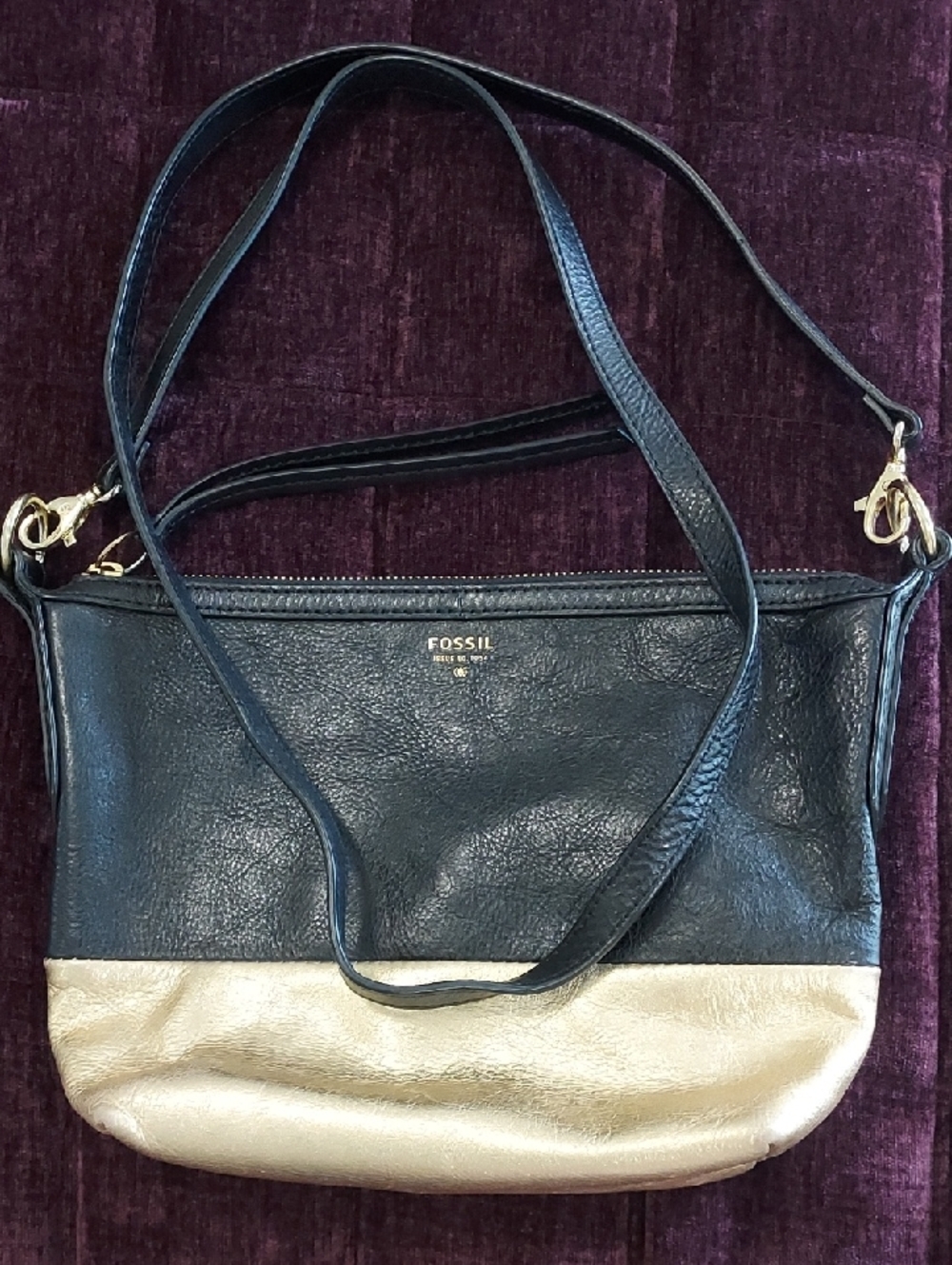 Fossil Black and Gold Two-Tone Crossbody Bag